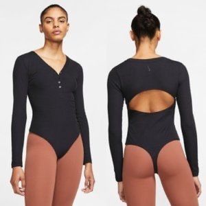 Nike Dri Fit Open Back Button up Bodysuit